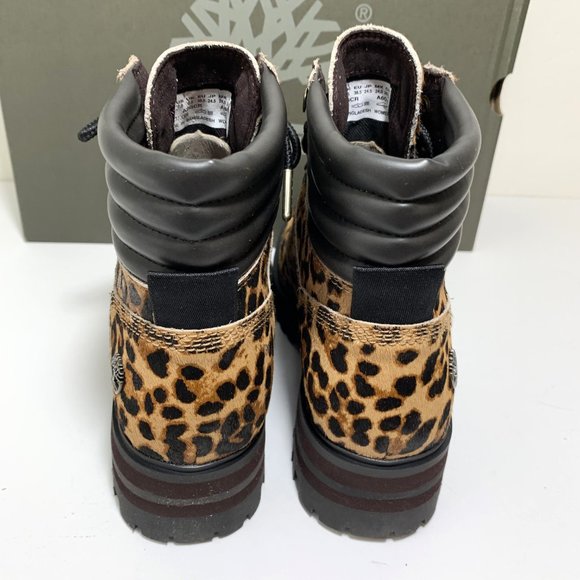Timberland London Square Mid Hiker Boots Calf Hair Leopard Print Size 8 NEW - Picture 4 of 8